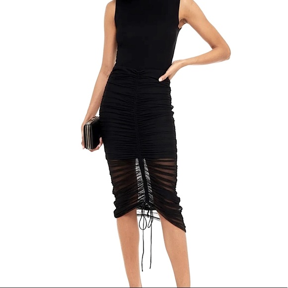 NWT Cinq A Sept/Cinq à Sept Ruched Mesh Tie Skirt, Size 4 - Picture 3 of 9